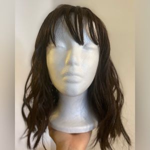 INH Henny Wig Chocolate Brown Beach Waves with Bangs